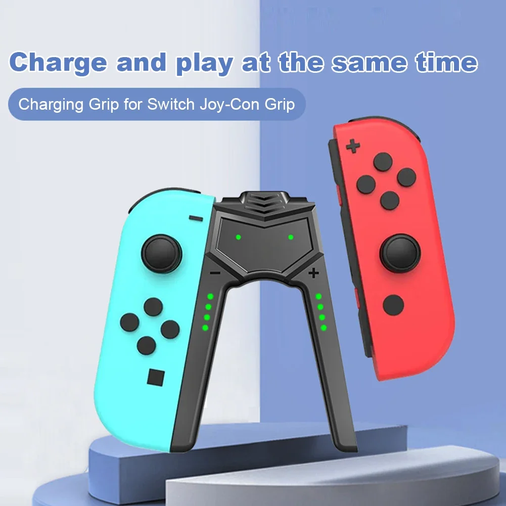 قاعدة شحن محمولة على شكل حرف V لجهاز نينتندو سويتش OLED Joy Con Play أثناء الشحن مع مؤشرات LED
