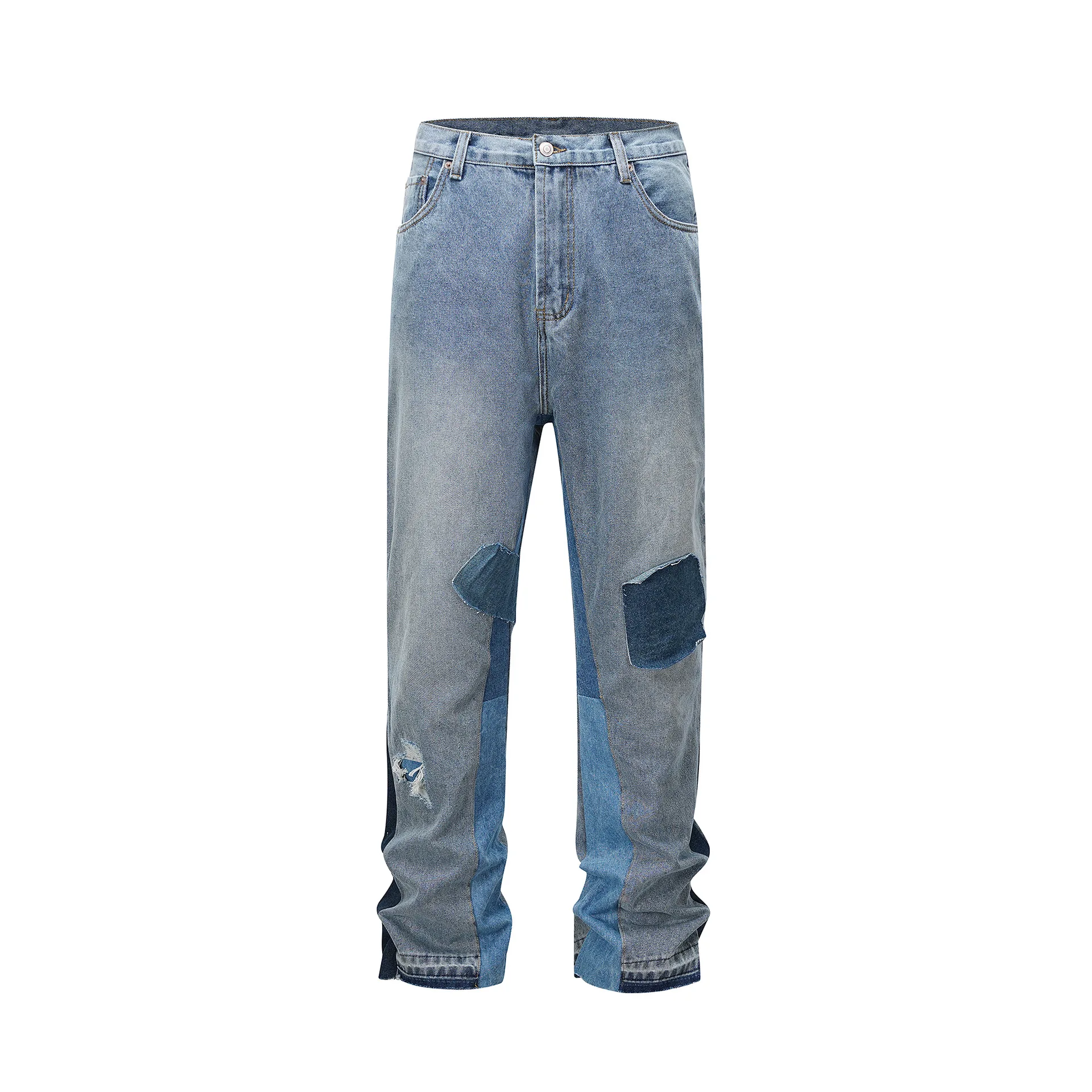 European American Fashion Men's Color-coded Casual Trendy Simple Basic Daily Straight Denim Trousers Male Jeans Pants Clothes