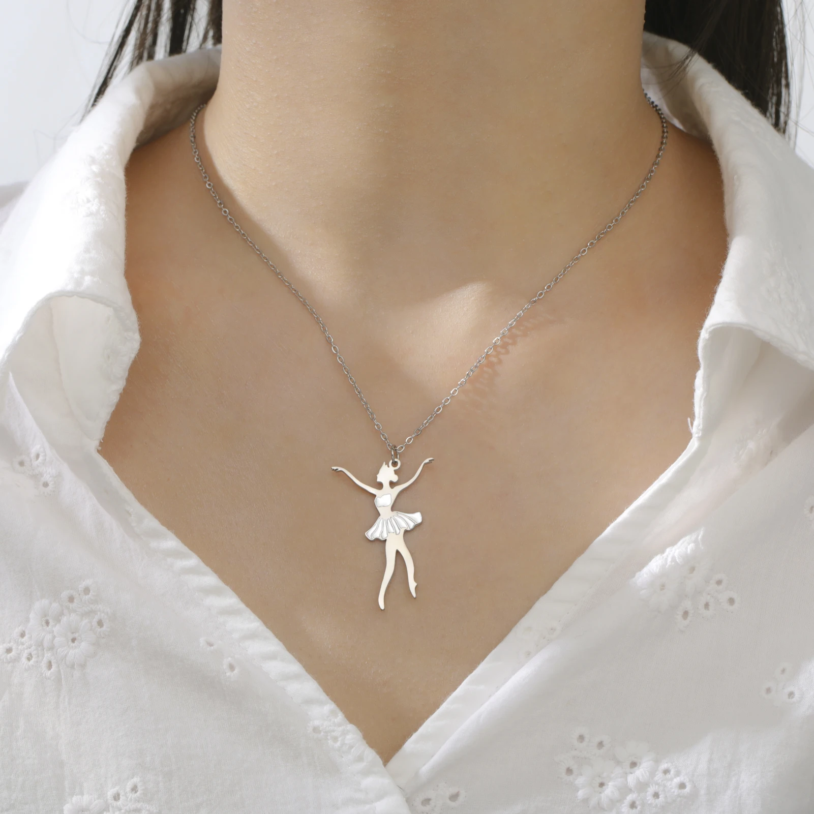 COOLTIME Gymnastik Anhänger Halskette für Frauen Edelstahl Mode Sport Ballett Tänzerin Halskette Turnerin Schmuck Neue – Detail 32