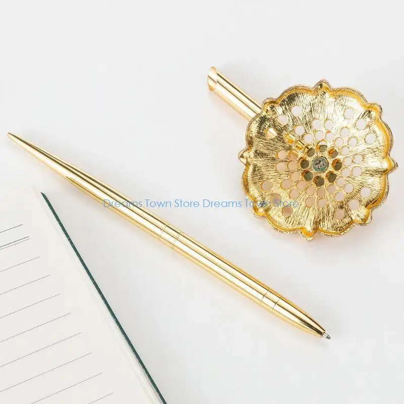 

HX6A Retro Metal Ballpoint Pen Attached Base Stand Desk Office Counter Wedding Guest Sign Pens Stationery