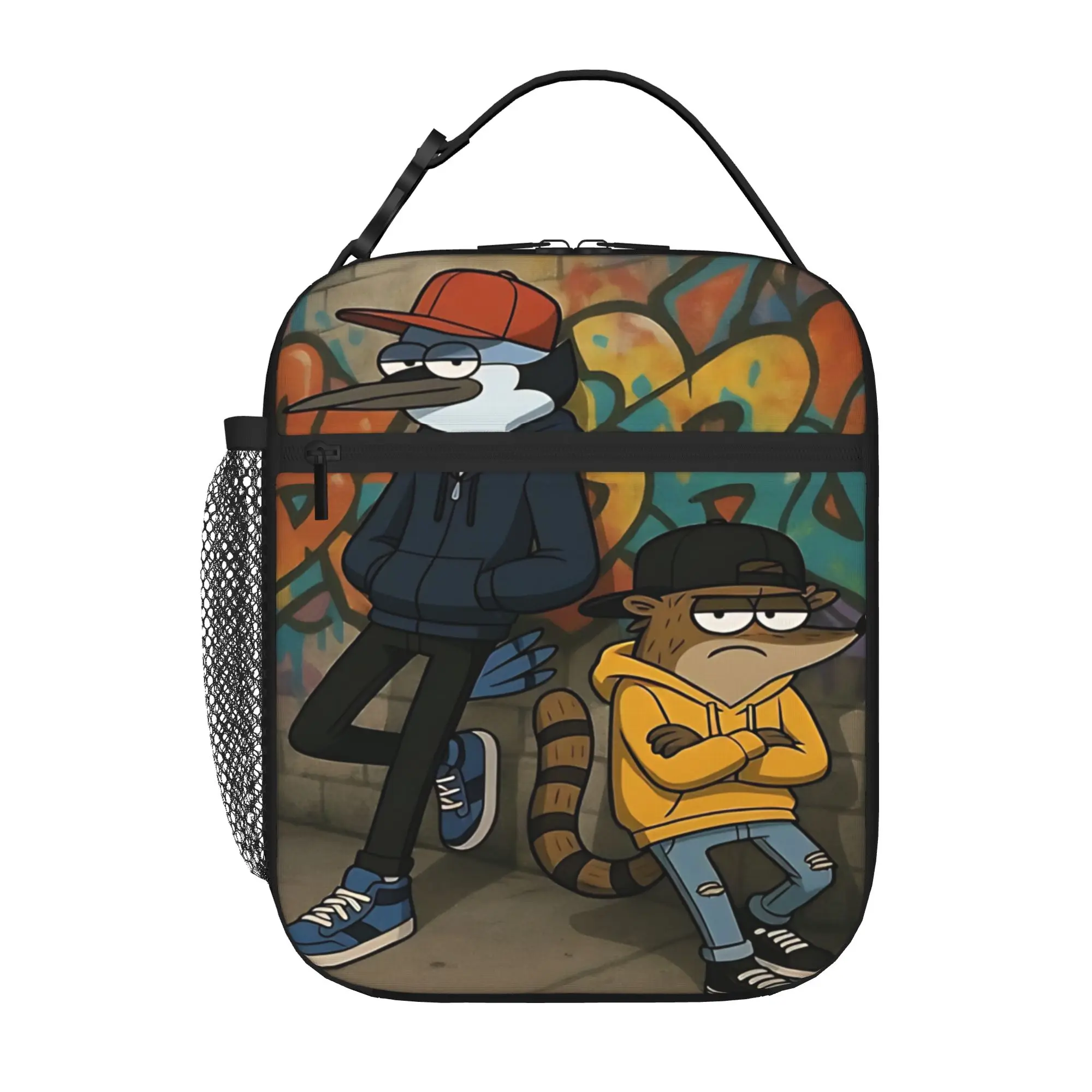 1 Piece Portable Lunch Container vibrant retro Zipper Closure Durable Pocket R-Regular show For Lunch Box Bag