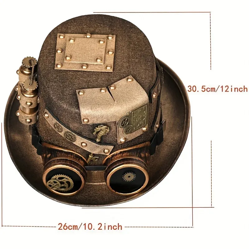 남성과 여성을위한 고글이 달린 1 pc 스팀펑크 황금 모자 무대 공연 할로윈 코스프레 파티 모자