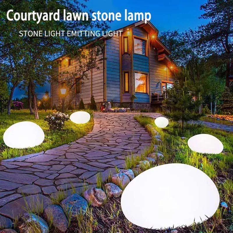 

Лампа из гальки и камня на солнечной энергии, уличный садовый пейзажный светильник, аксессуар для декора атмосферы, солнечный свет для улицы