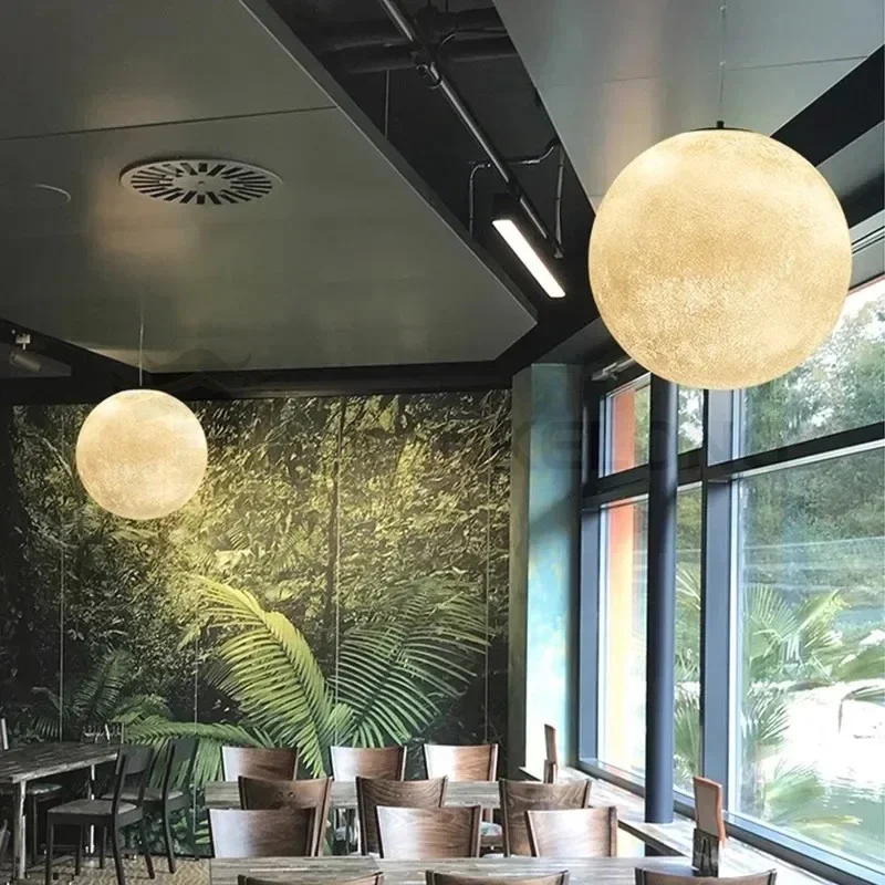 Nordic Moon Led Pendant Lights for Living Room Dining Bedroom Home Decorations Chandelier Cafe Restaurant Hanging Lamp Luminaire