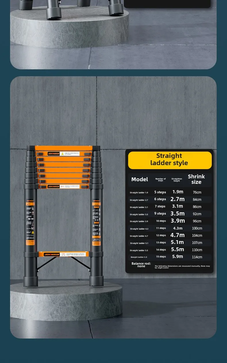 Modern Multi-Functional Aluminum Alloy Straight Ladder Household Telescopic Folding Ladder Herringbone Joint for Engineering