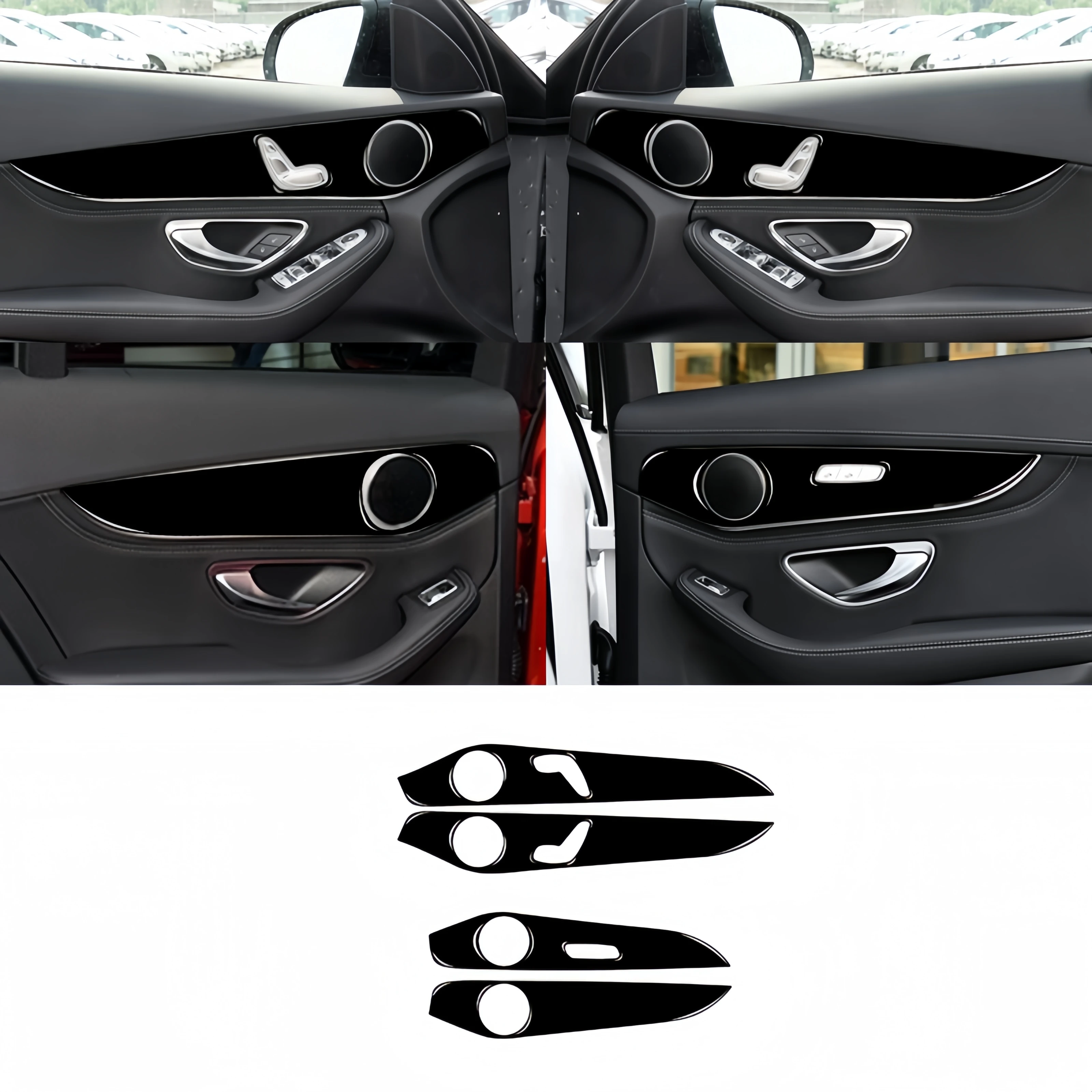 For Mercedes W205 Benz C Class GLC 14-20 Piano Black Car Interior Door Panel Strips Trim Cover Decoration Sticker Auto Zubehör