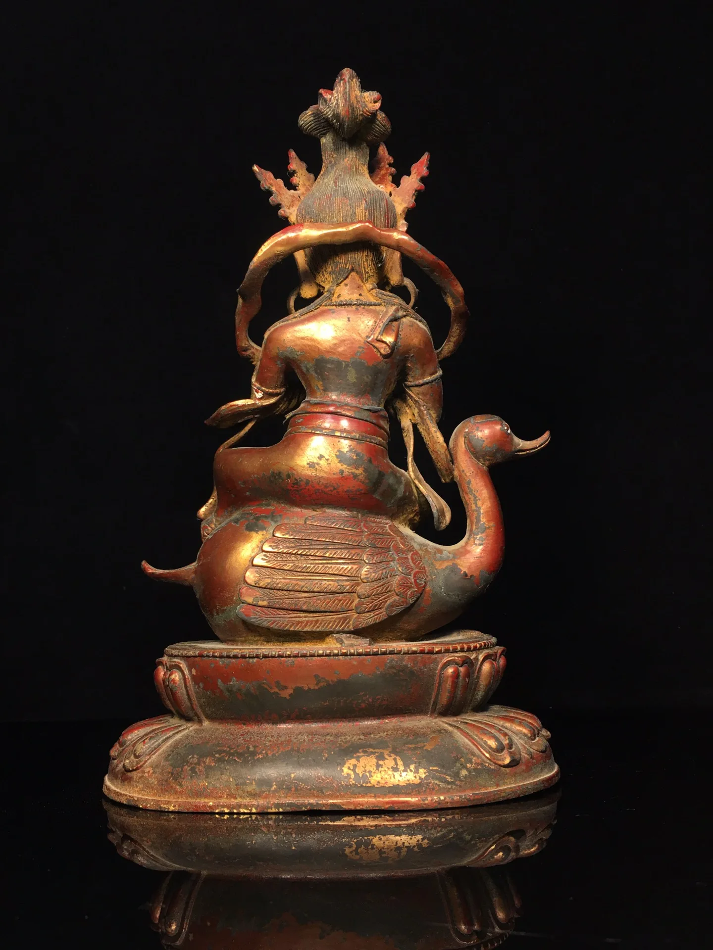 12 "مجموعة معبد التبت البرونزية القديمة الزنجفر الطين الذهب براهما بوذا الرب الله يجلس الله الوحش قاعة العبادة تاون هاوس