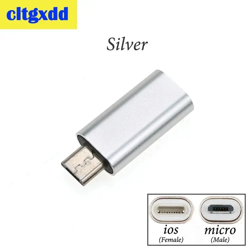 Cltgxdd 1 ชิ้นอะแดปเตอร์แปลง Micro USB สําหรับ iPhone X 8 7 6 Plus ประเภท C/IOS ถึง Micro USB Silver Adapter สําหรับ Samsung S8 Xiaomi