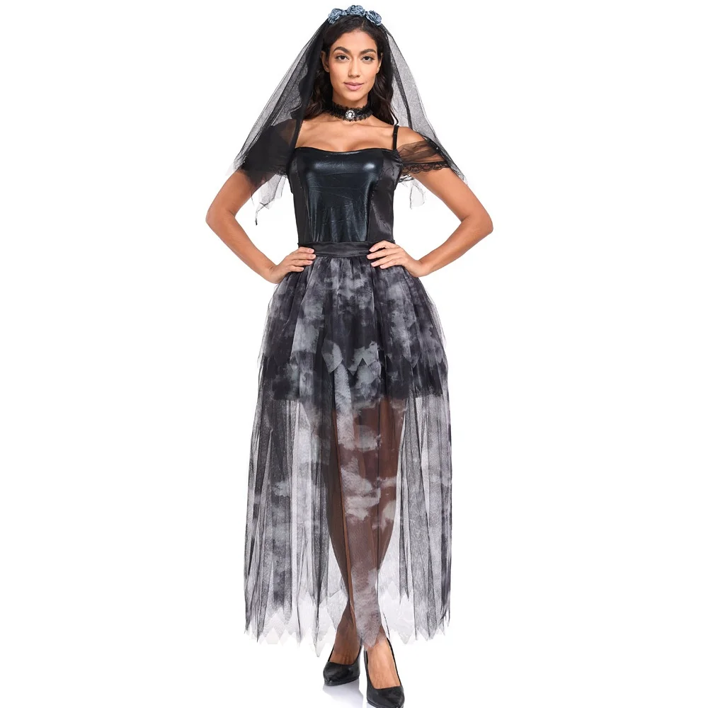 

Хэллоуин Готический Sle Bla And White Ghost Невеста Ролевой Костюм Планг Косплей Комплект Тюль Доктор Женская Этническая Сценическая Одежда