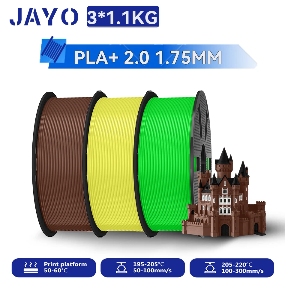 JAYO 3,3KG PLA PLUS 2.0 Filament Upgrade PLA plus 3D-Drucker-Filament Neatly PLA+2.0 3D-Druckmaterial für 99% der 3D-FDM-Drucker