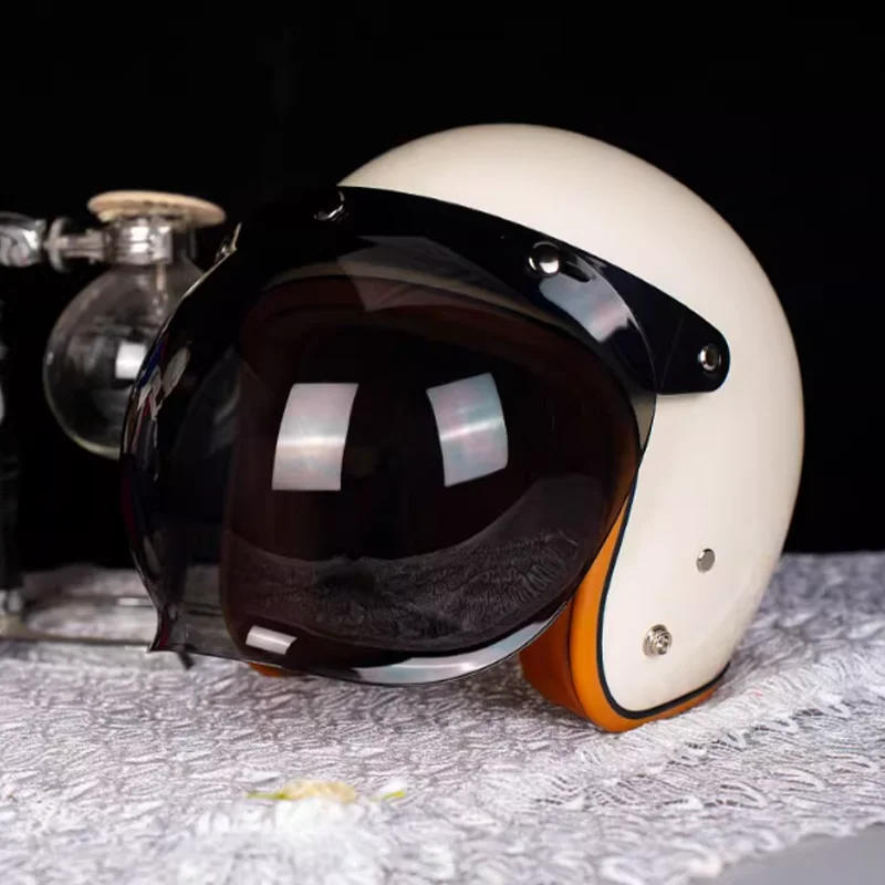 

Всесезонный мотоциклетный шлем с открытым лицом 3/4 со съемной подкладкой и ветрозащитным пузырьковым козырьком для мужчин и женщин, одобренный DOT