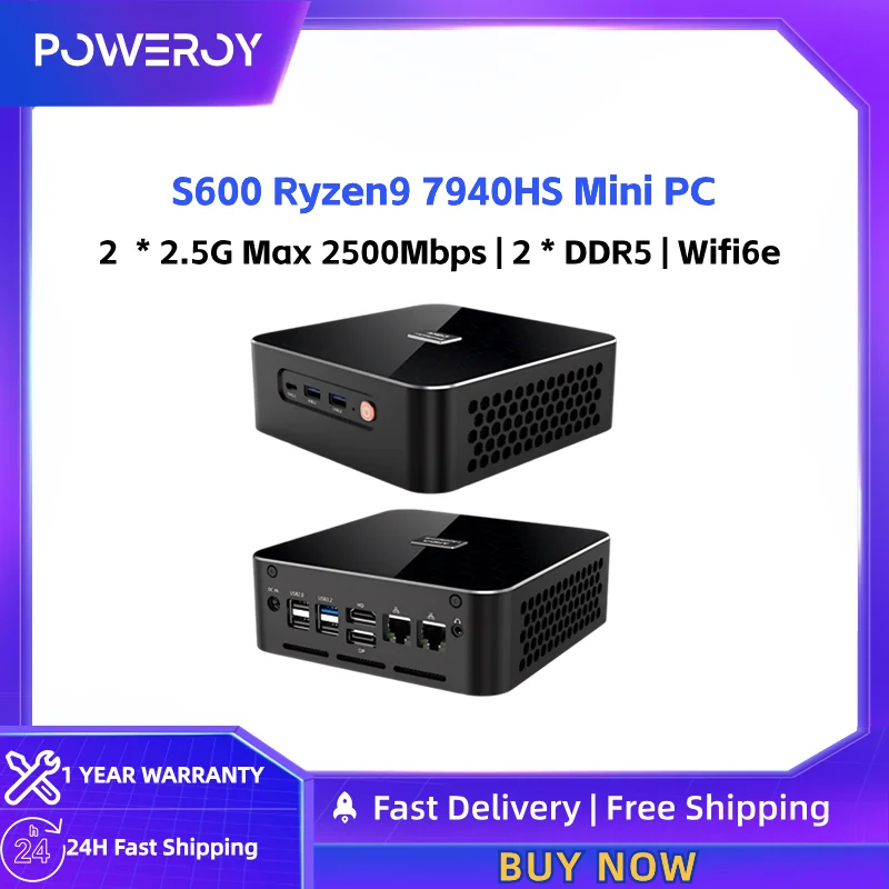 M600 Morefine AMD Gaming PC Rzyen 9 7940HS 7 7840HS 7735HS 2xDDR5 PCIe4.0 Dual 2.5G LAN Mini Gamer Computer desktop WiFi6 BT5.2