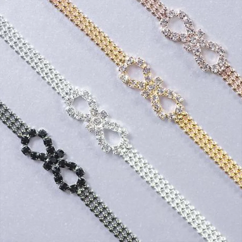 Stonefans 2Pcs Simple Rhinestone Bra Straps for Women Wedding Luxury Shiny Infinity Symbol Straps Chain Lingerie Body Jewelry