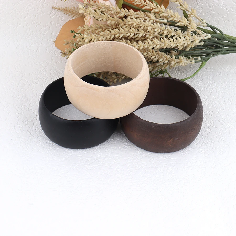 2pcs 3.8cm Exaggerated Wooden Bangle Bracelet Vintage Bohemian Style Suitable For Women Summer Party Hand Decor