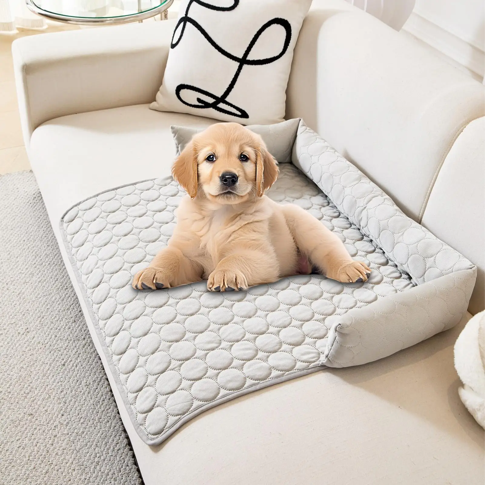 

Cooling Mat for Dogs Couch Cover Mat for Dogs Breathable Comfortable Cushion Blanket with Non-Slip Base for Pet Indoor Cage Car
