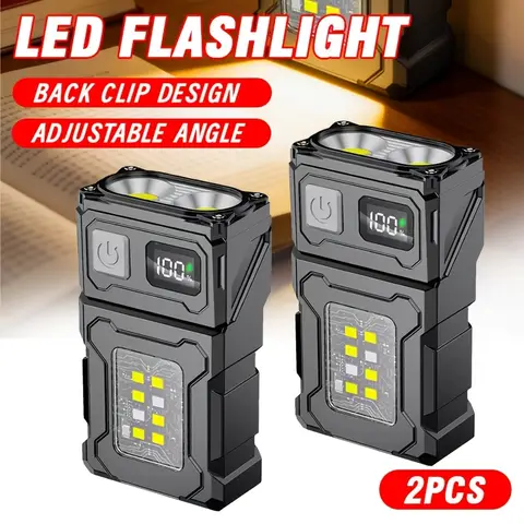 Multi-functional Strong Light EDC Flashlight Rechargeable Rotating Head Torch Outdoor COB Red/Blue Magnetic Emergency Lantern