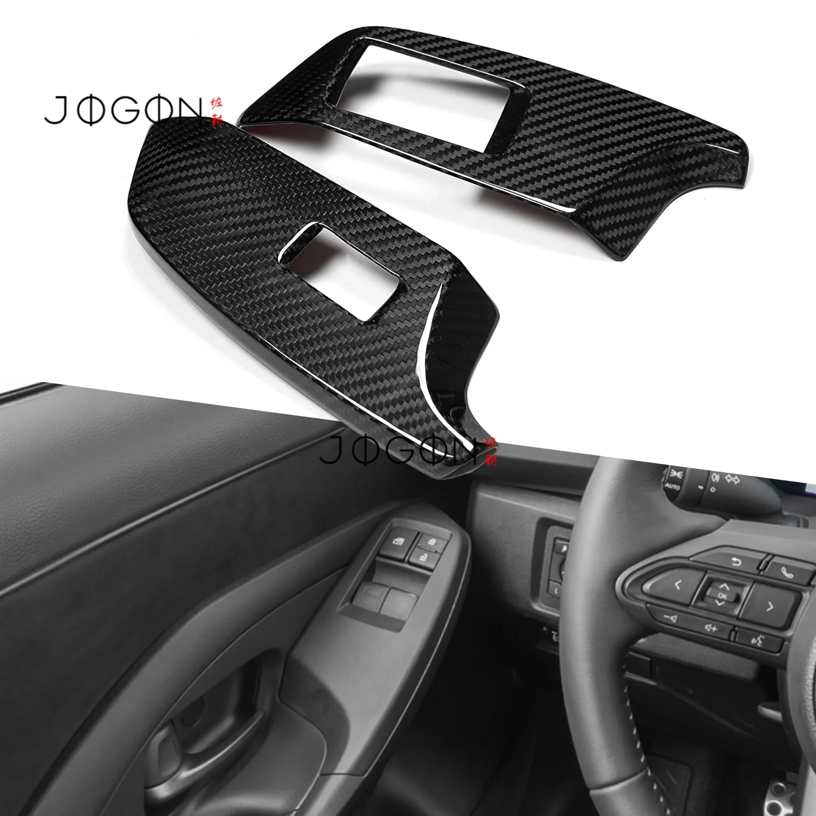

100% Real Carbon Fiber Car Interior Interior Window Switch Lift Button Frame Cover Trim 2Pcs For Toyota GR Yaris 2025 2026