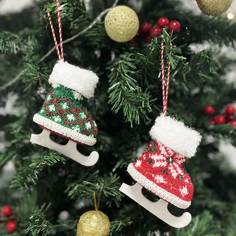 2023 buon natale Mini pattini da ghiaccio scarpe decorazioni per la casa pendenti appesi ornamenti per alberi di natale Noel capodanno 2024 regalo