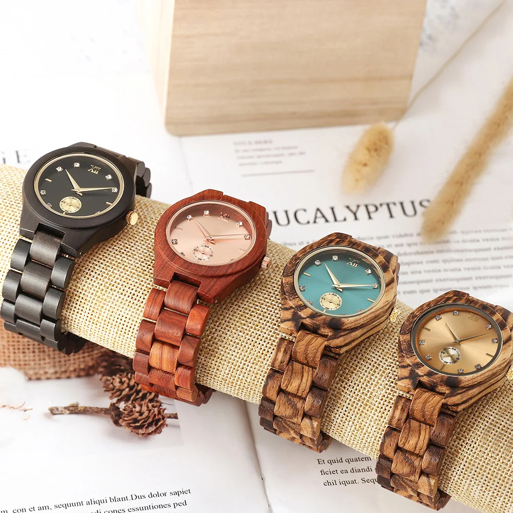 Men's Wooden Watch Simple Ebony Zebra Wood Quartz Movement Wood Strap Timepiece