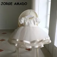 Newborn Dress Baby Girls Gown for Baptism Christening 1st Birthday Beaded Tulle Party Prom Toddler Girl Party Dresses RZ001