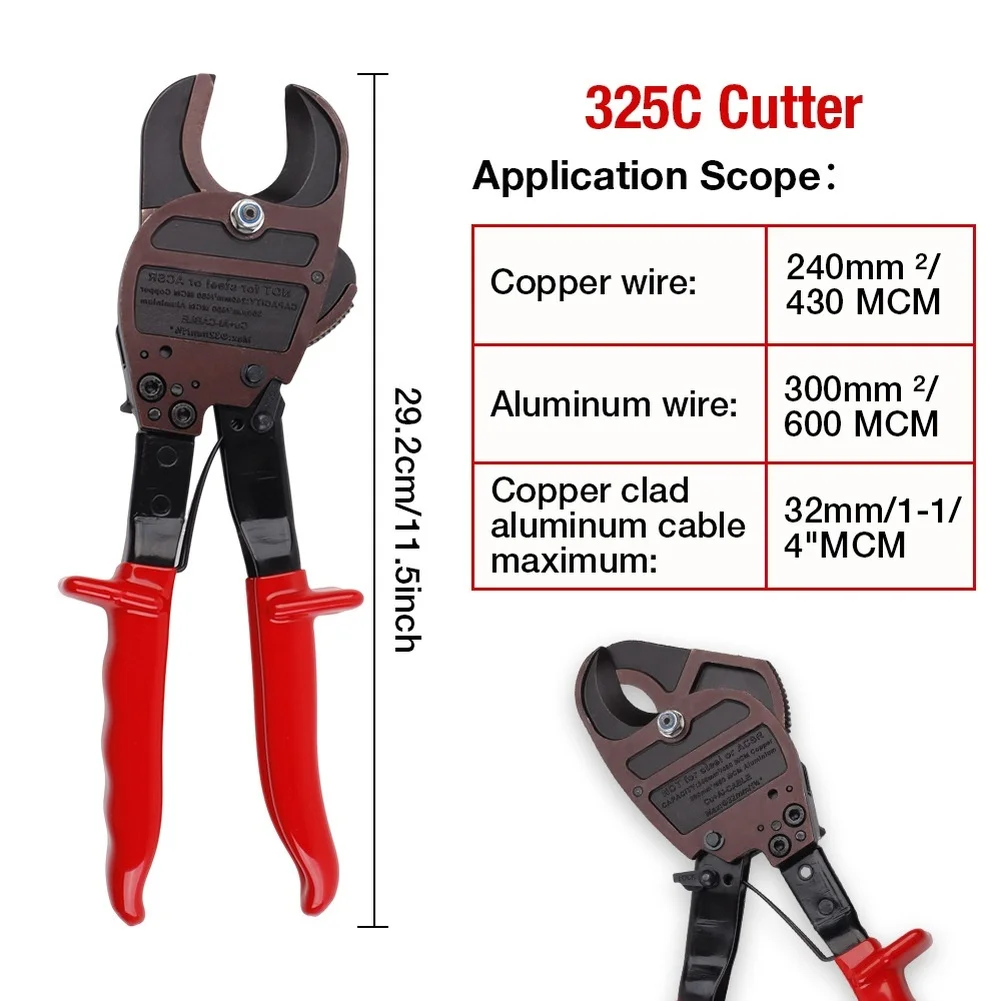 Ratchet Cable Cutter 325C for Industrial Use Cutting For Copper Wire 240mm2 and Aluminum Wire 600kcmil Fast Action