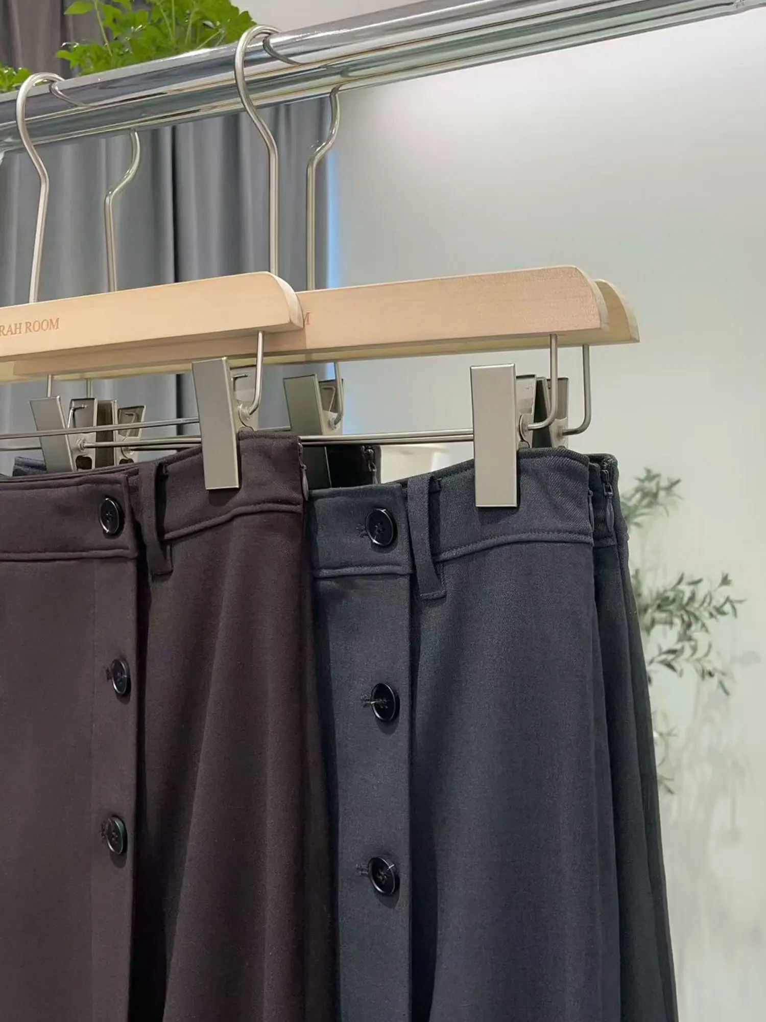 Authentic NoSmallBrand Winter 2025 High Waist Straight Leg  Skirt Single Button Casual Wool Polyester Spandex Blend