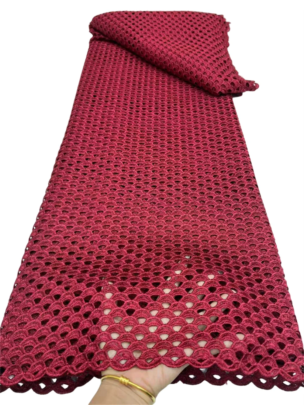 

Pure Color Nigerian Hollow Out Water Soluble Lace Fabric High Quality Elegant African Cord Guipure Lace Fabric For Wedding Dress