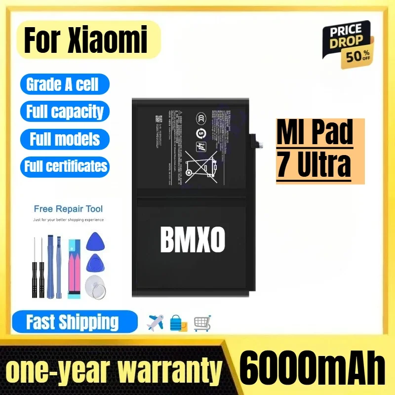 BMX0 for Xiaomi MI Pad 7 Ultra Tablet Battery 0 Cycle High Quality High Capacity Replacement Bateria Grade A Cell with Tools