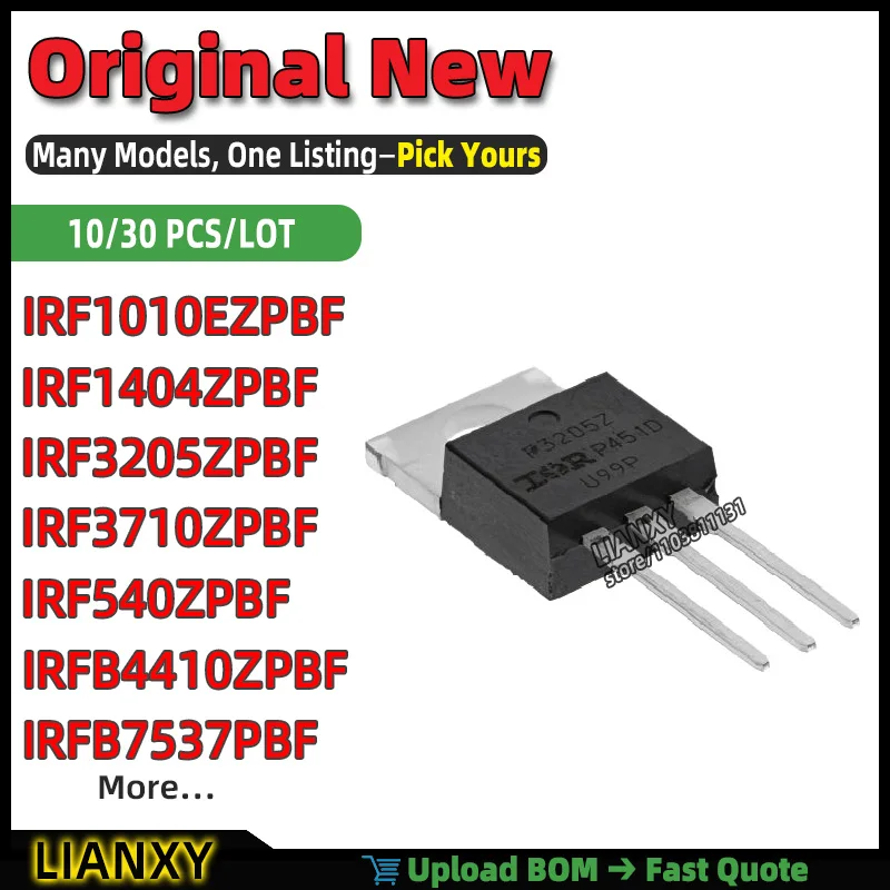 IRF3205ZPBF IRFB4410ZPBF IRFB7537PBF IRF1404ZPBF IRF540ZPBF IRF1010EZPBF IRF3710ZPBF IRFB7740PBF TO-220 Quad Bus Buffer New