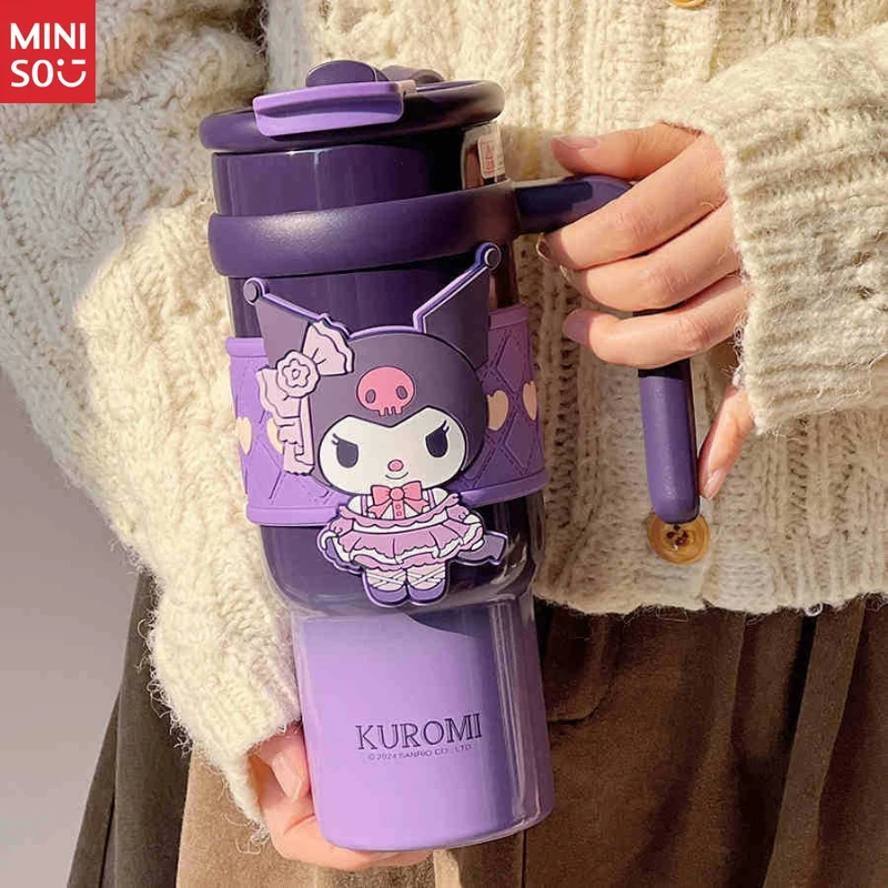 

Miniso Large Capacity Stainless Steel Tumbler, Kids Handle Cup for Hot & Cold Drinks