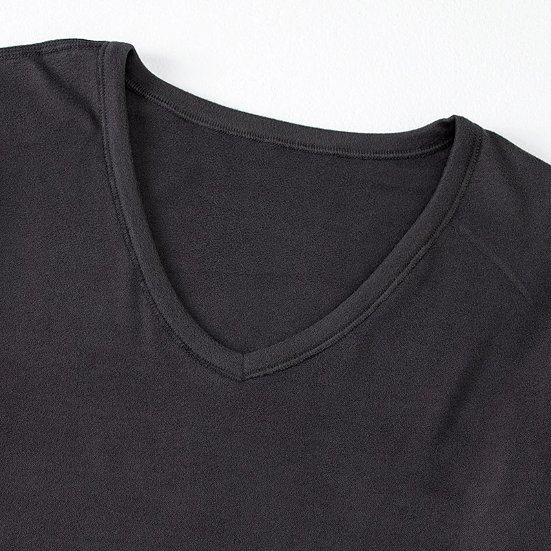 2 قطعة الخريف والشتاء الرجال الصغيرة الخامس الرقبة بلون الملابس الداخلية الدافئة مجموعة مريحة كبيرة أسفل قميص تنوعا ملابس خاصة #5