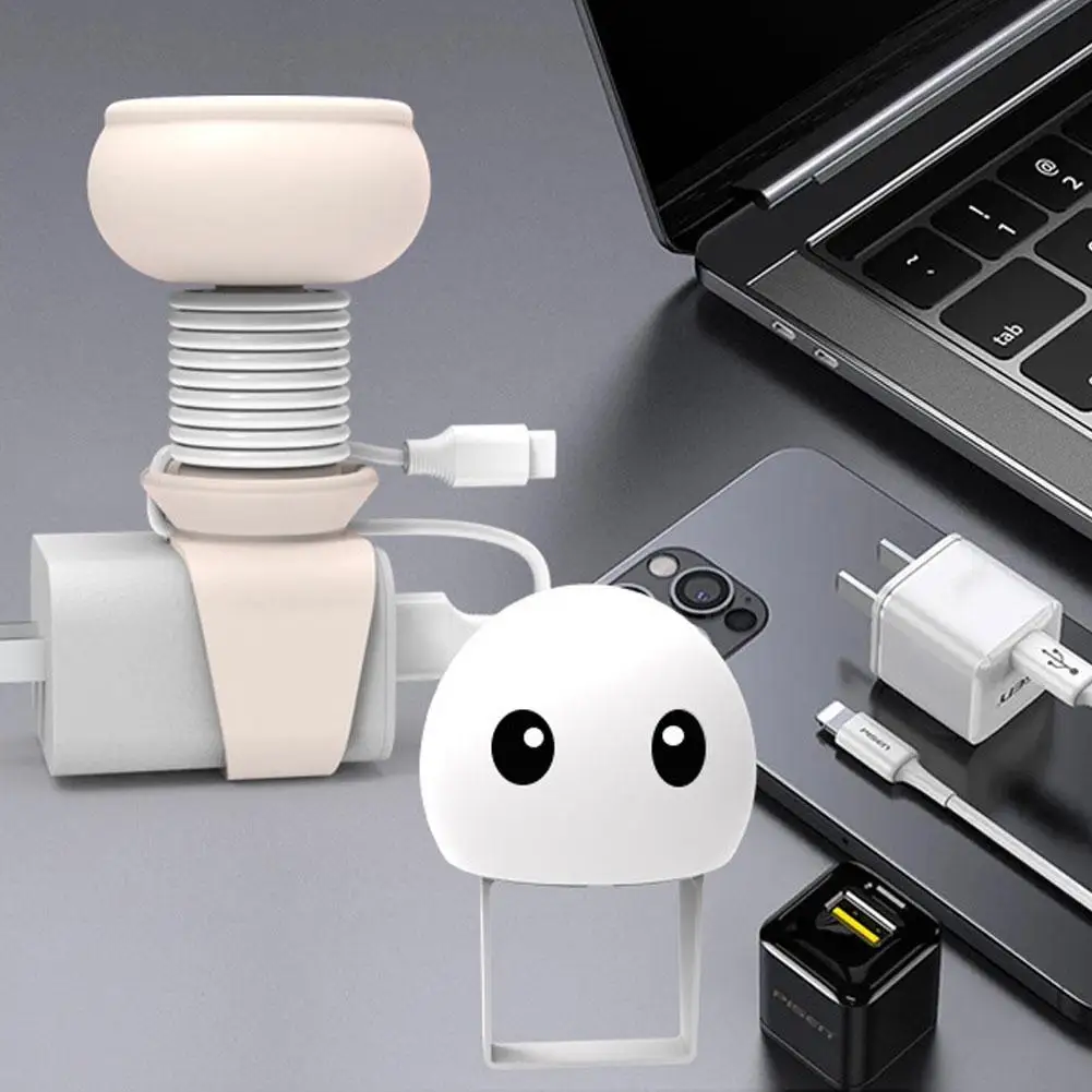 Silicone Charger Head Data Cable Protective Cover Hub Charging Cartoon Desktop Headphone Storage Phone Mobile Cable Tool I1U6