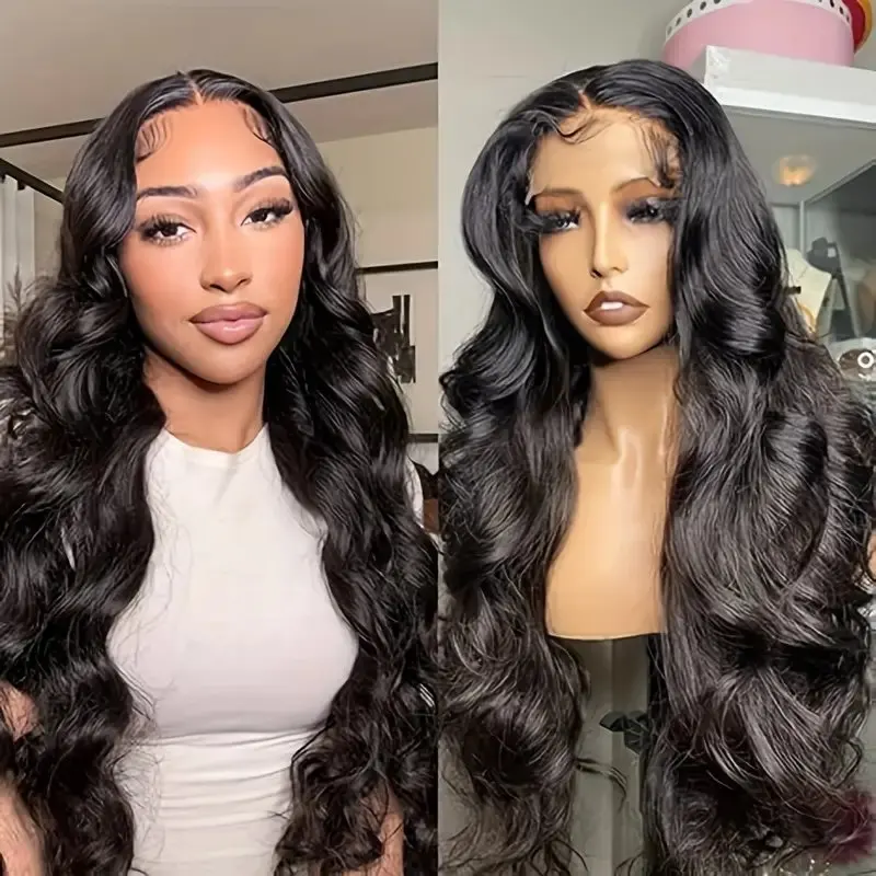 13X4 HD Lace Wig Natural Black 22 32 Inch 13x6  Human Hair Wig Glueless Pre-Cut Water Women Front Wave 150 Density