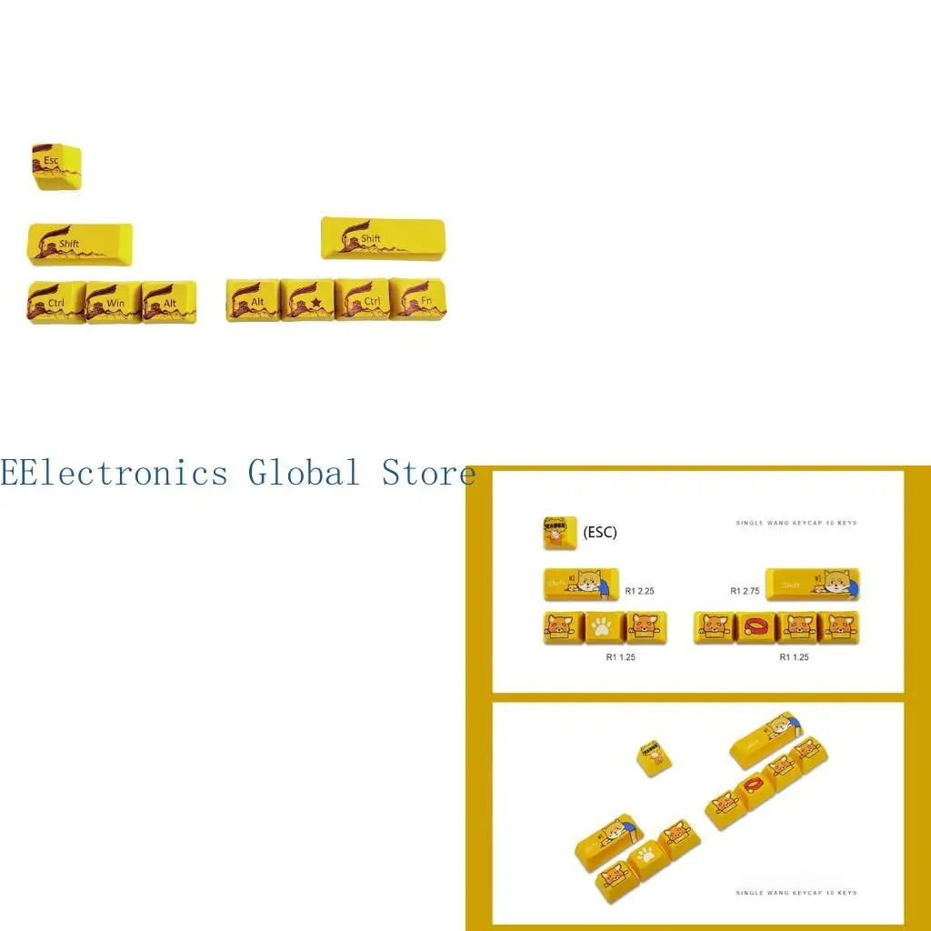 462B PBT Keycaps for R1 SHIFT ESC Large Keys Dye Sublimation Chinese OEM Keycap for Mechanical Gaming Keyboard Switch 10 Keys