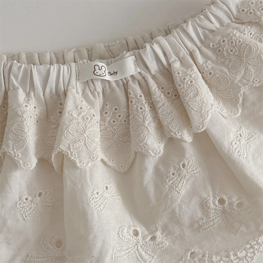 Fashion Lace Embroidered Harajuku Skirt Lace-up Apron Bandage Skirt Lace Layered Lap Over Skirts Baby Girl
