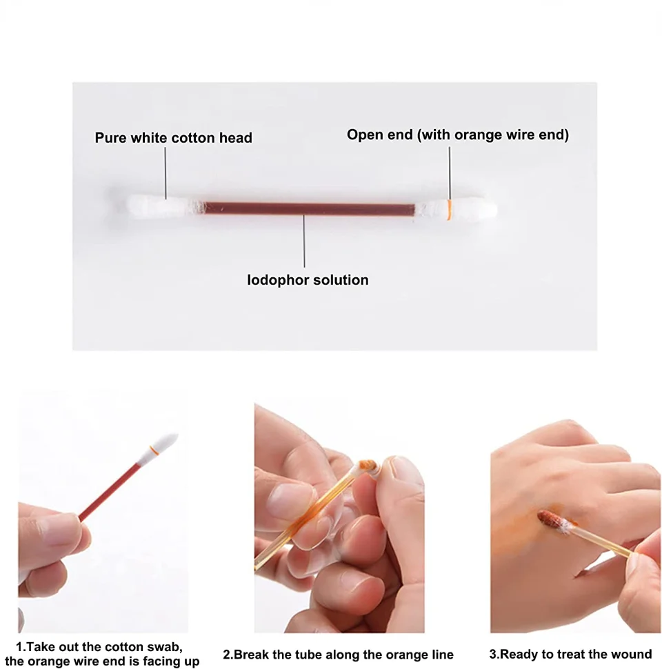 Os cotonetes médicos do algodão dos artigos exteriores descartáveis do iodo esfregam o iodo empacotado individualmente cotonetes do álcool do algodão