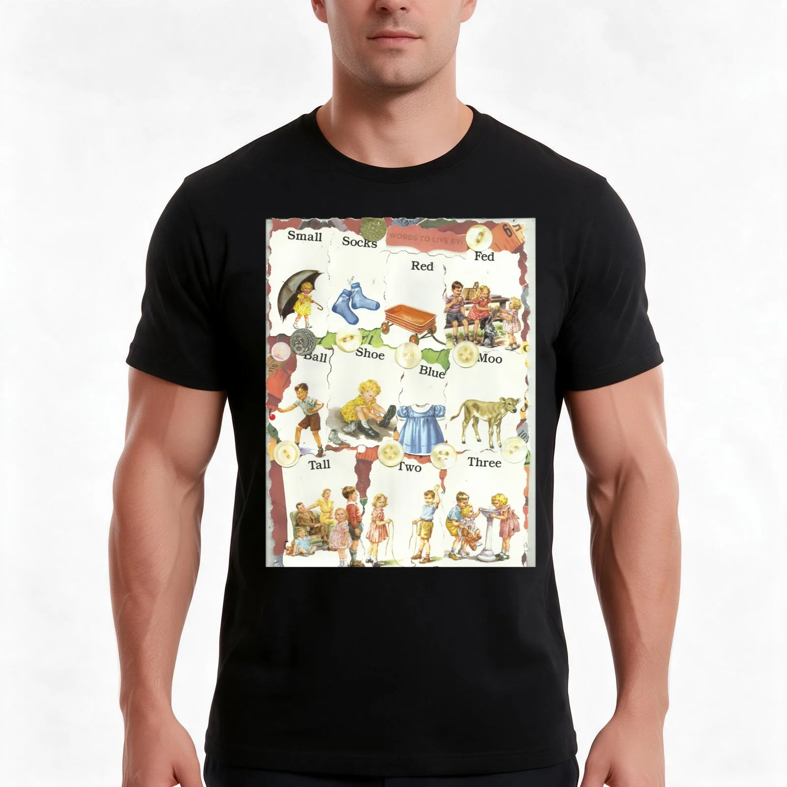 See Dick & Jane's Crazy Quilt.. T-Shirt, Summer Casual Cotton Tee, Oversized Streetwear Tops, Vintage Graphic Print, 100% Cotton
