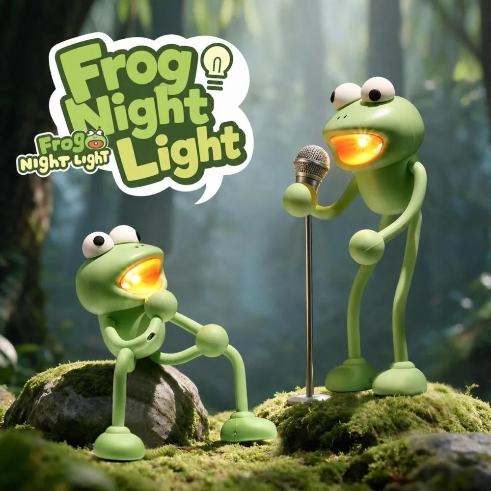 Cute Changeable Shape Funny Frog Night Light DIY Shape Mini Desk Lamp Warm Light Decorative Bedside Lamp for Corridor Kitchen