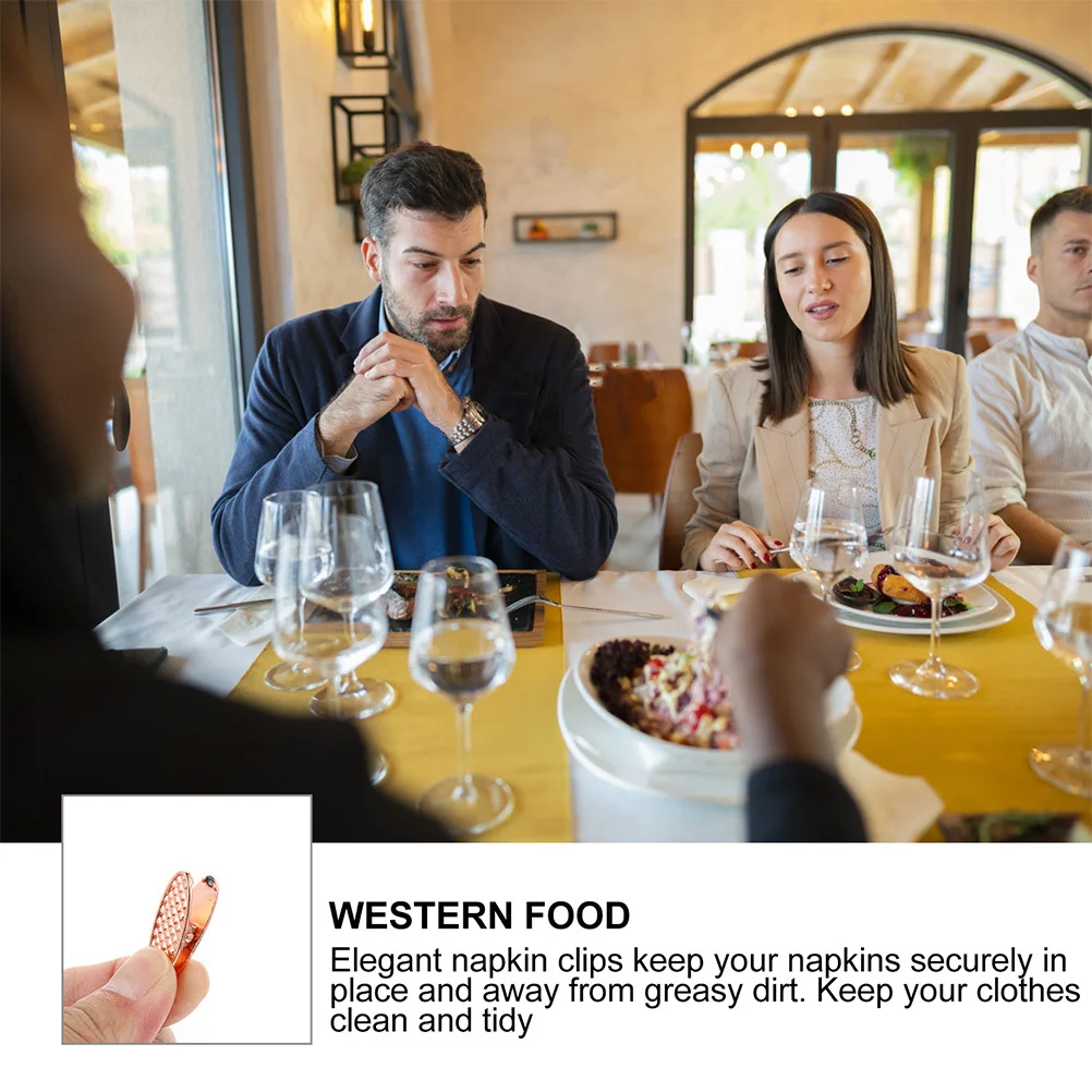 

3Pcs Napkin Clips Heavy Duty Zinc Alloy Napkin Chain Holder Clips Prevent Slips Keep Clothes Clean Tidy Bib Holder