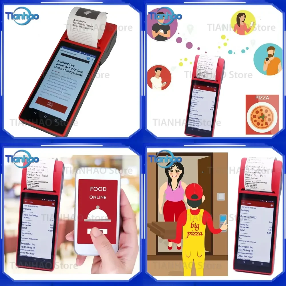 4G Handheld POS Android 10 Smart WiFi Printer Portable Cash Register for Restaurant Online Order POS System