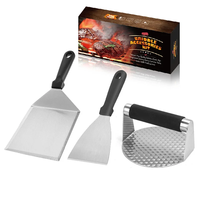 Stainless Steel Steak Fried Shovel Barbecue Tool Cooking Shovel Flipper Griddle BBQ Accessory Tool Meet Press Tool