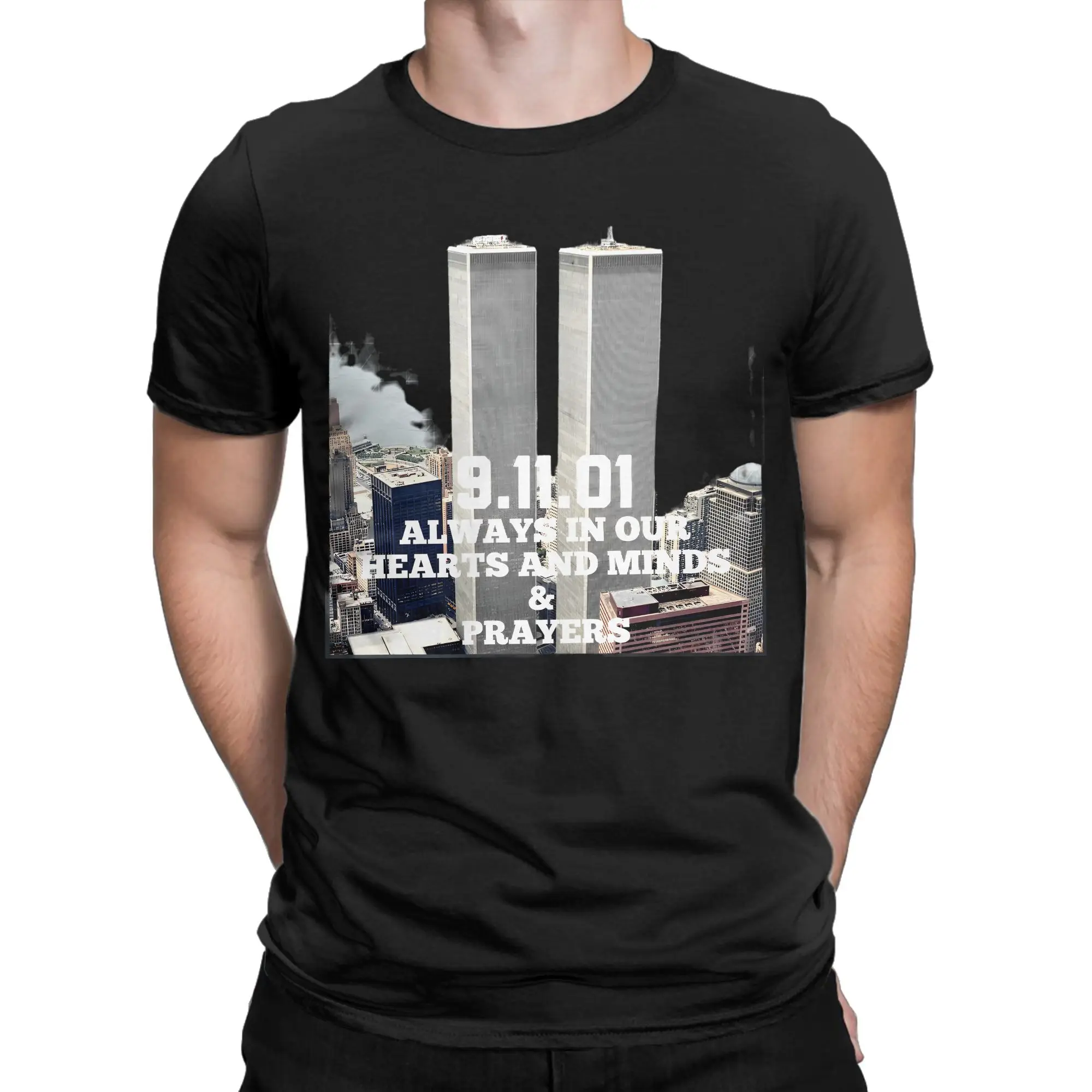 911 Anniversary Memorial Day T Shirt Men's  100% Cotton Fashion T-Shirt Never Forget Twin Towers  Tees Short Sleeve Clothes