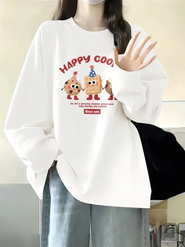 Damska koszulka True Weave, beżowa, modna, z czystej bawełny, luźna, długa, na wiosnę 2025, nowa, cienka, dopasowana, do pracy.