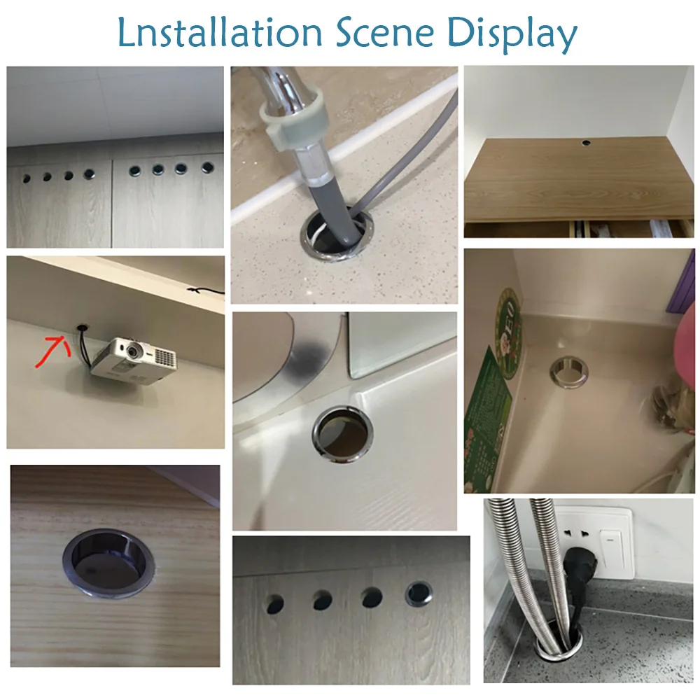 18-80mm Table Cable Outlet Grommet Round Plug Cover For PC Desk Wire Holder Cabinet Vent Hole Decorative Furniture Hardware image 6