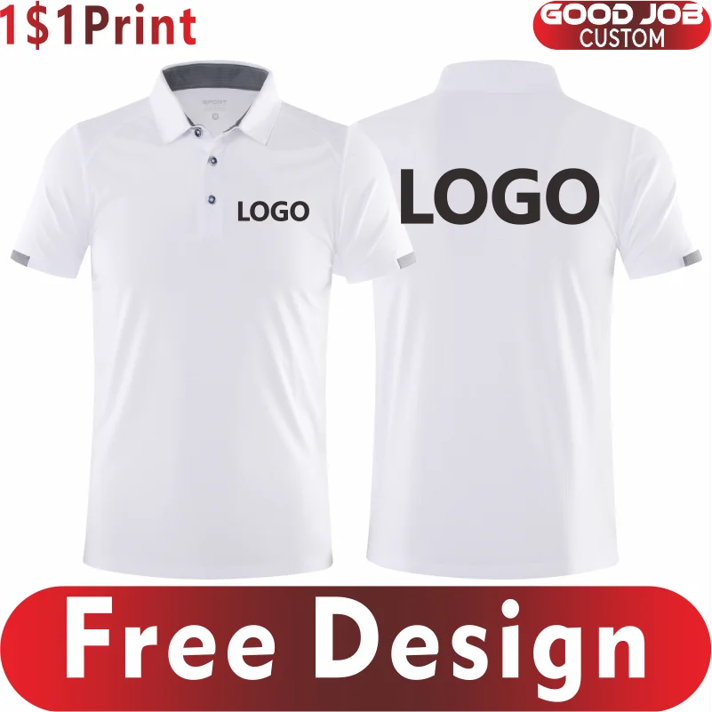 Quick-drying Sports Polo Shirt Custom Design Company Brand Logo Breathable Short Sleeved Polo Embroidery Printing Patter Text