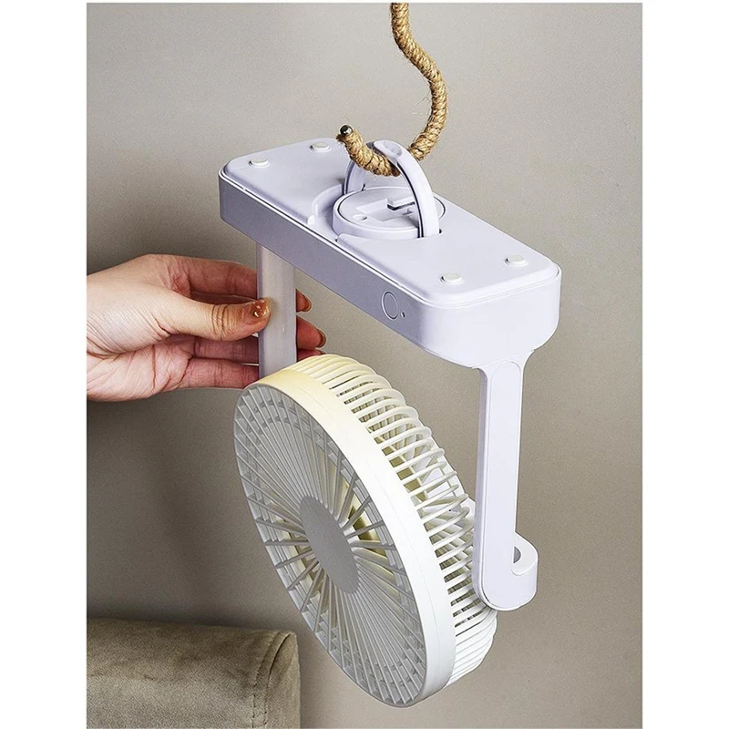 Ventilador pequeño de escritorio con cabezal giratorio para colgar en la pared, ventilador de techo con luz nocturna, Mini VENTILADOR DE MESA portátil