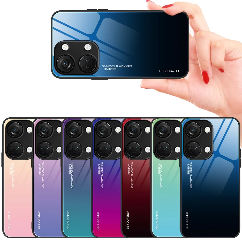 Tempered Glass Case Funda For Poco X7 F6 X6 M6 X5 F5 M5s X4 X3 M3 F2 Pro C65 C75 Gradient Color Painting Pattern Case Back Cover