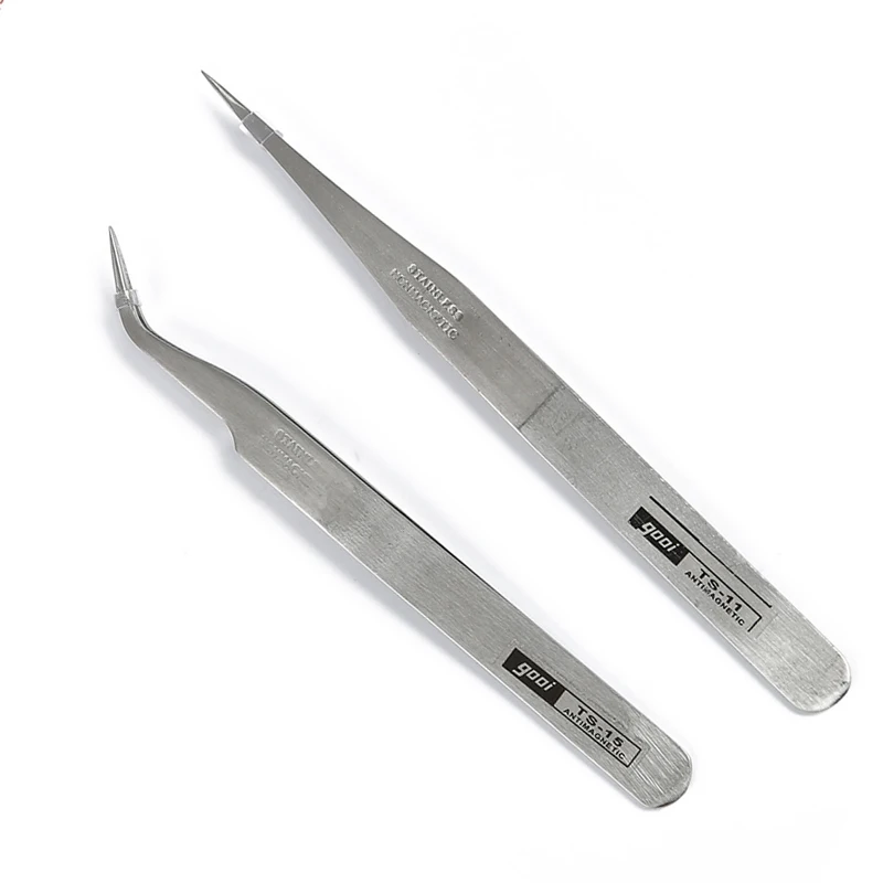 Aço inoxidável precisão pinças retas para crafting pinça angular sobrancelha pinças para eletrônica diy ferramentas de produção