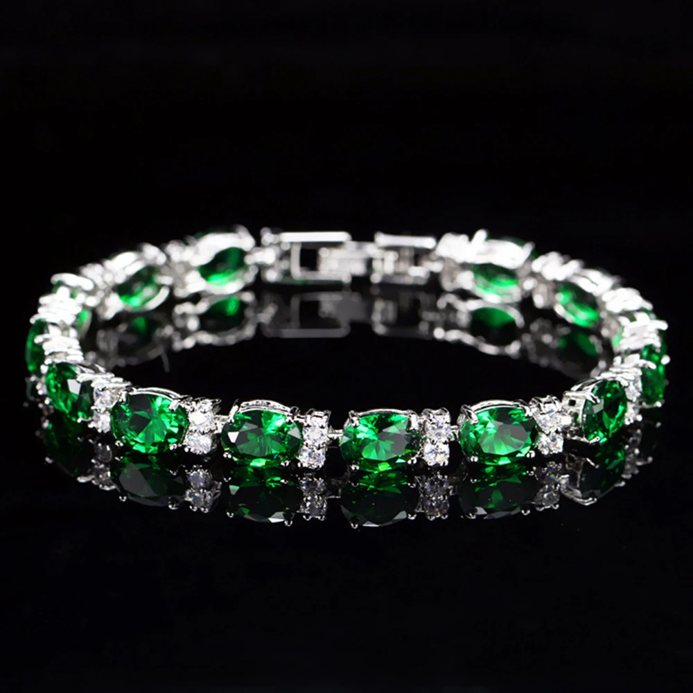 New Designer Emerald Gemstone Bracelet for Women Fashion 925 Silver Bracelet Charm Wedding Jewelry Wholesale