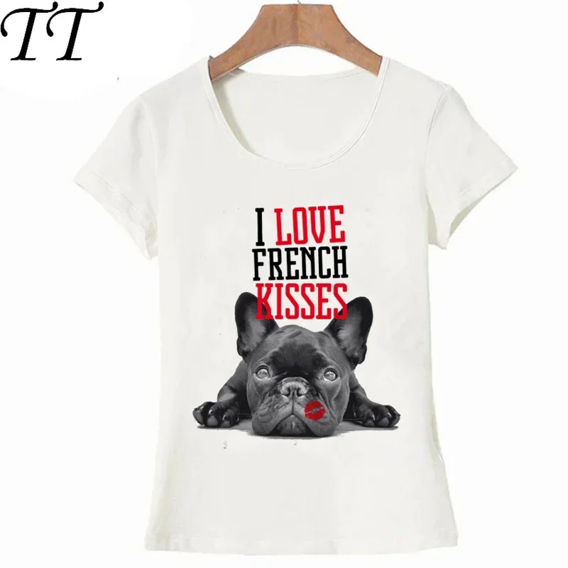 Harajuku T-Shirt for Women, I Love French Kiss, Lovers Print, Casual Tops, Lovely Girl Tees, Summer Fashion, New